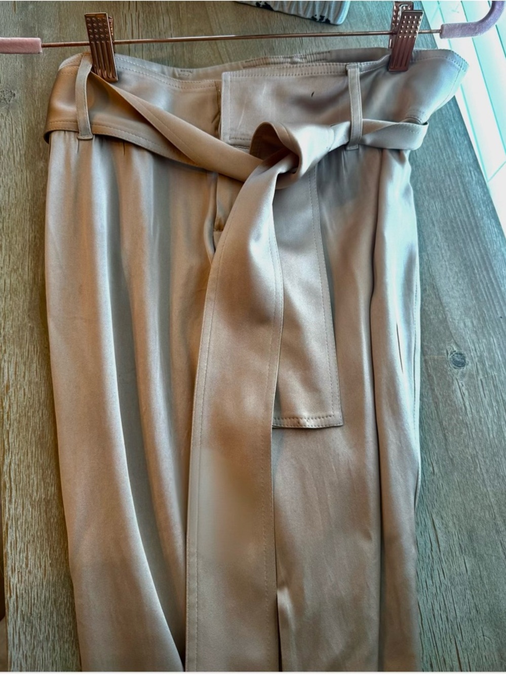 Gucci Silk High Waist Tie Belt Pants IT 38 US 2-4 Nude Champagne Tapered Luxe